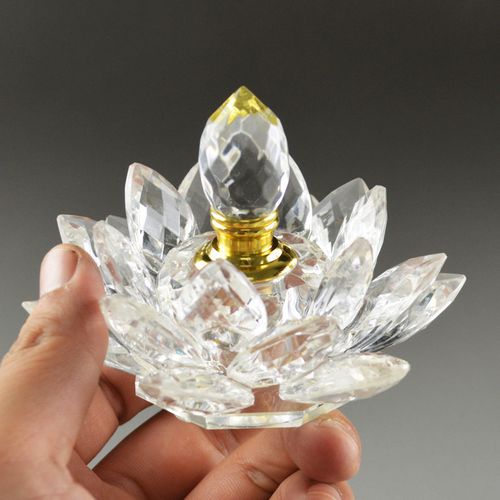 水晶莲花香水摆件 厂家定制水晶工艺品 车内卧室摆件