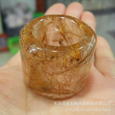 【东海水晶纯天然铜条发晶扳指铜发晶天然水晶扳指送礼收藏22mm】价格,厂家,图片,水晶工艺品,东海县金太阳水晶制品-